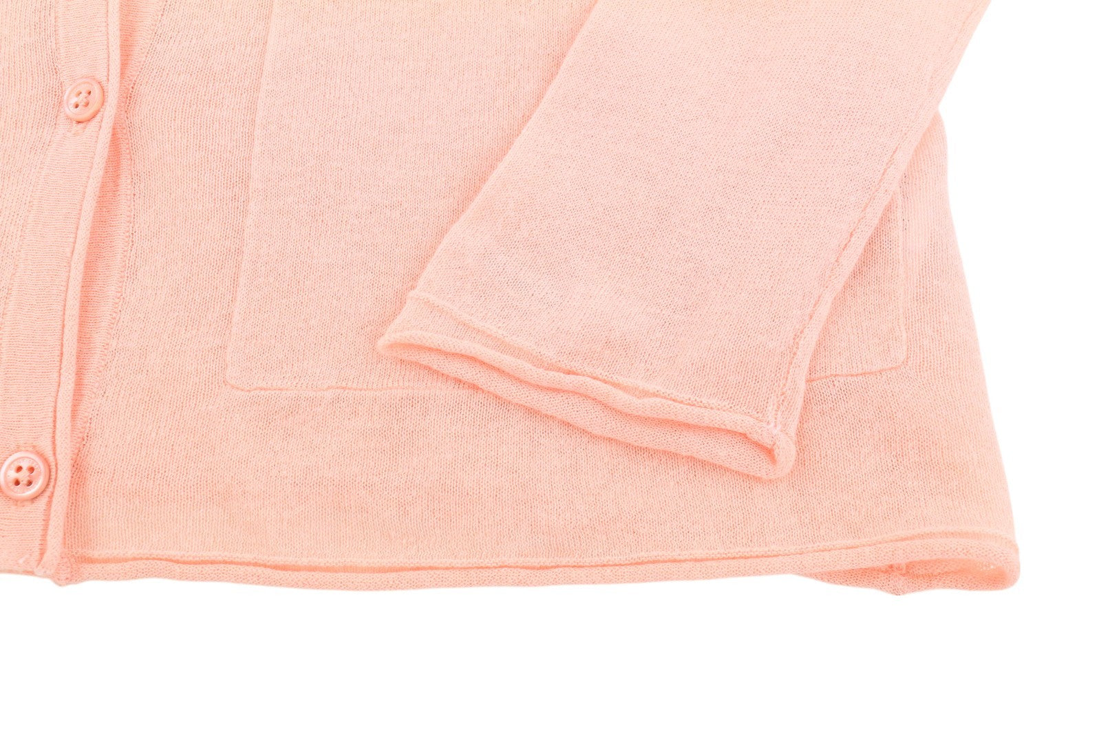 GANT Women's Peach Linen Blend Cardigan S Fine Knit V-Neck Button Jumper