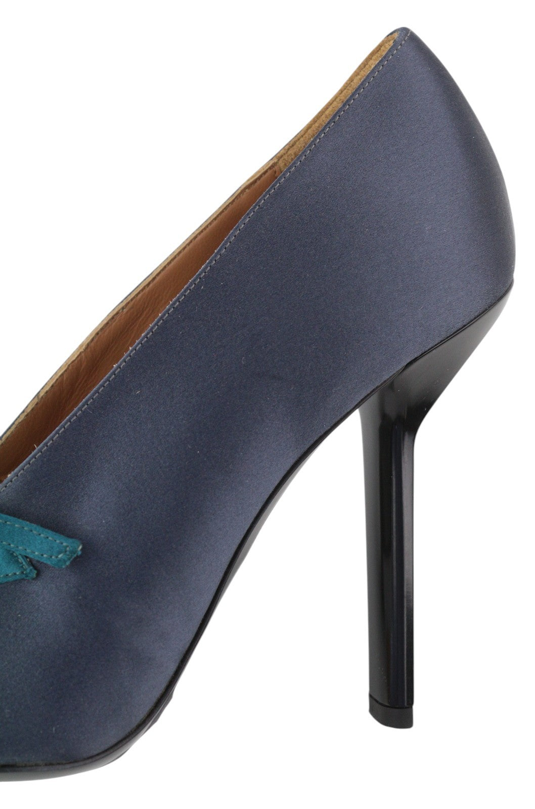 EMPORIO ARMANI X3E392 Women's Dark Blue Heels EU37 Pointed Toe Buckle