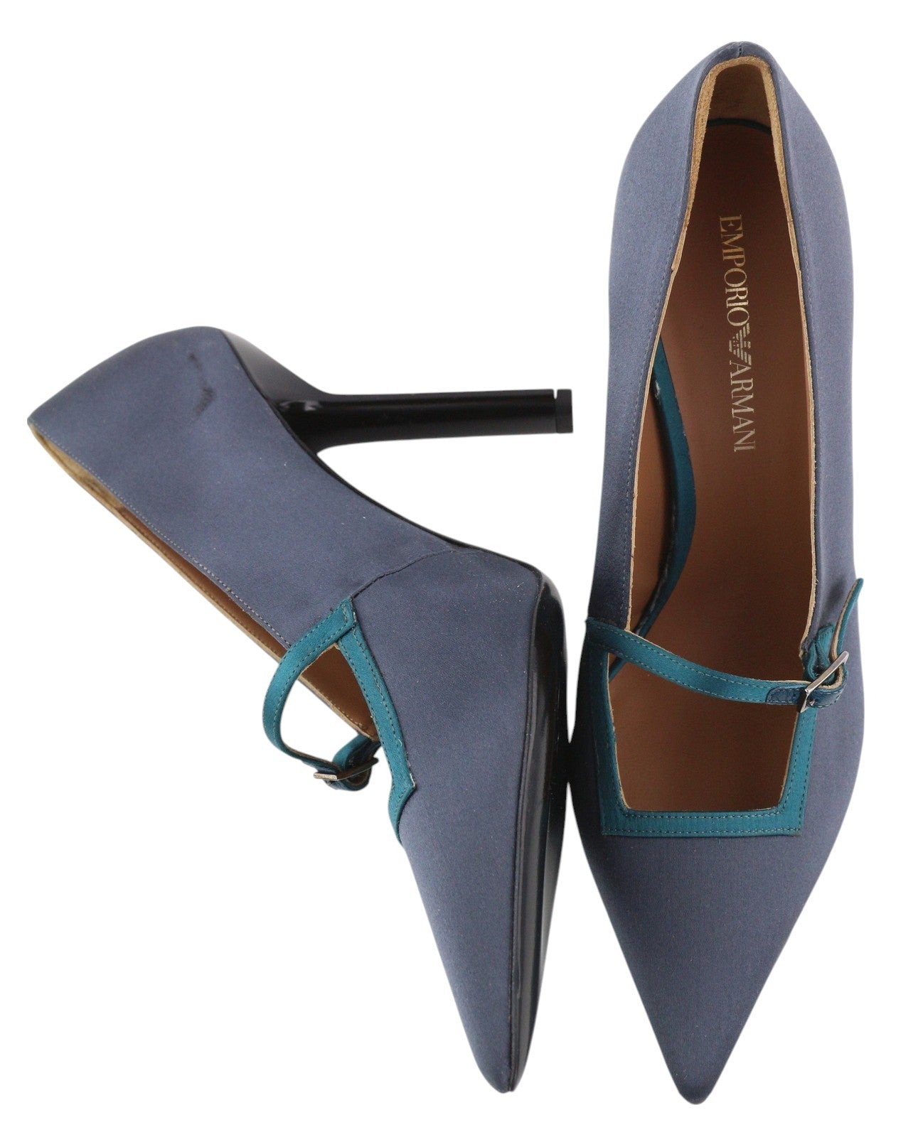 EMPORIO ARMANI X3E392 Women's Dark Blue Heels EU37 Pointed Toe Buckle