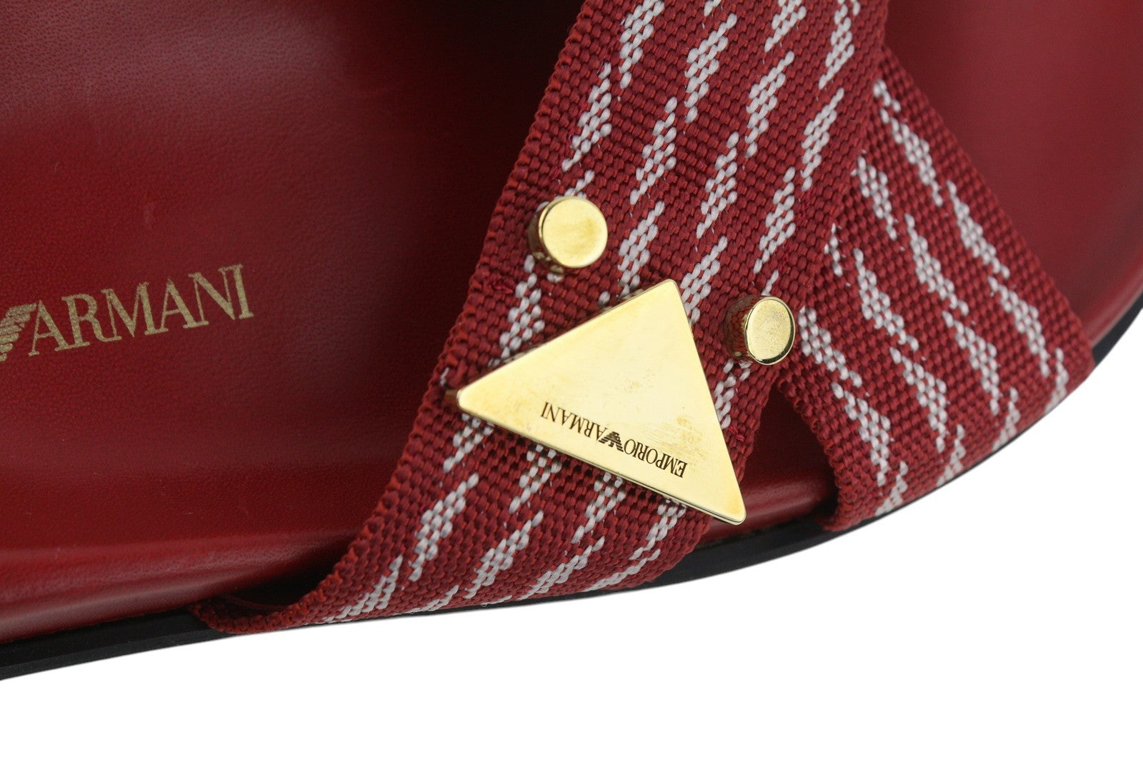 EMPORIO ARMANI X3U062 Women's Burgundy Pattern Flats EU37 Slip-On Sandals RRP215