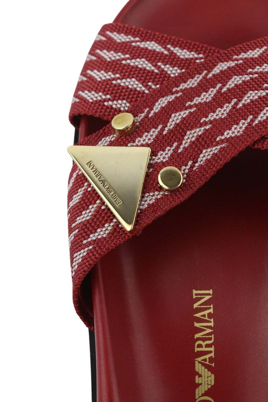 EMPORIO ARMANI X3U062 Women's Burgundy Pattern Flats EU37 Slip-On Sandals RRP215