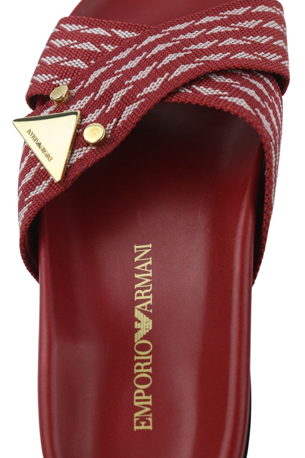 EMPORIO ARMANI X3U062 Women's Burgundy Pattern Flats EU37 Slip-On Sandals RRP215