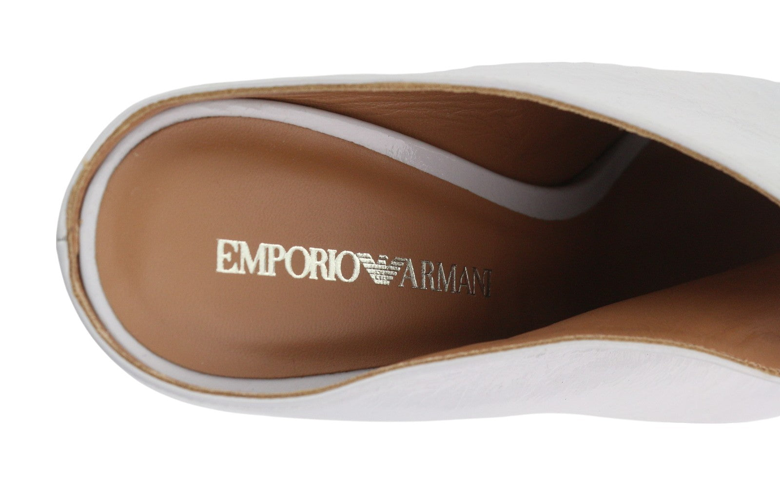 EMPORIO ARMANI X3R016 Women's Grey Leather Heels EU37 Slip-On Strap Detail