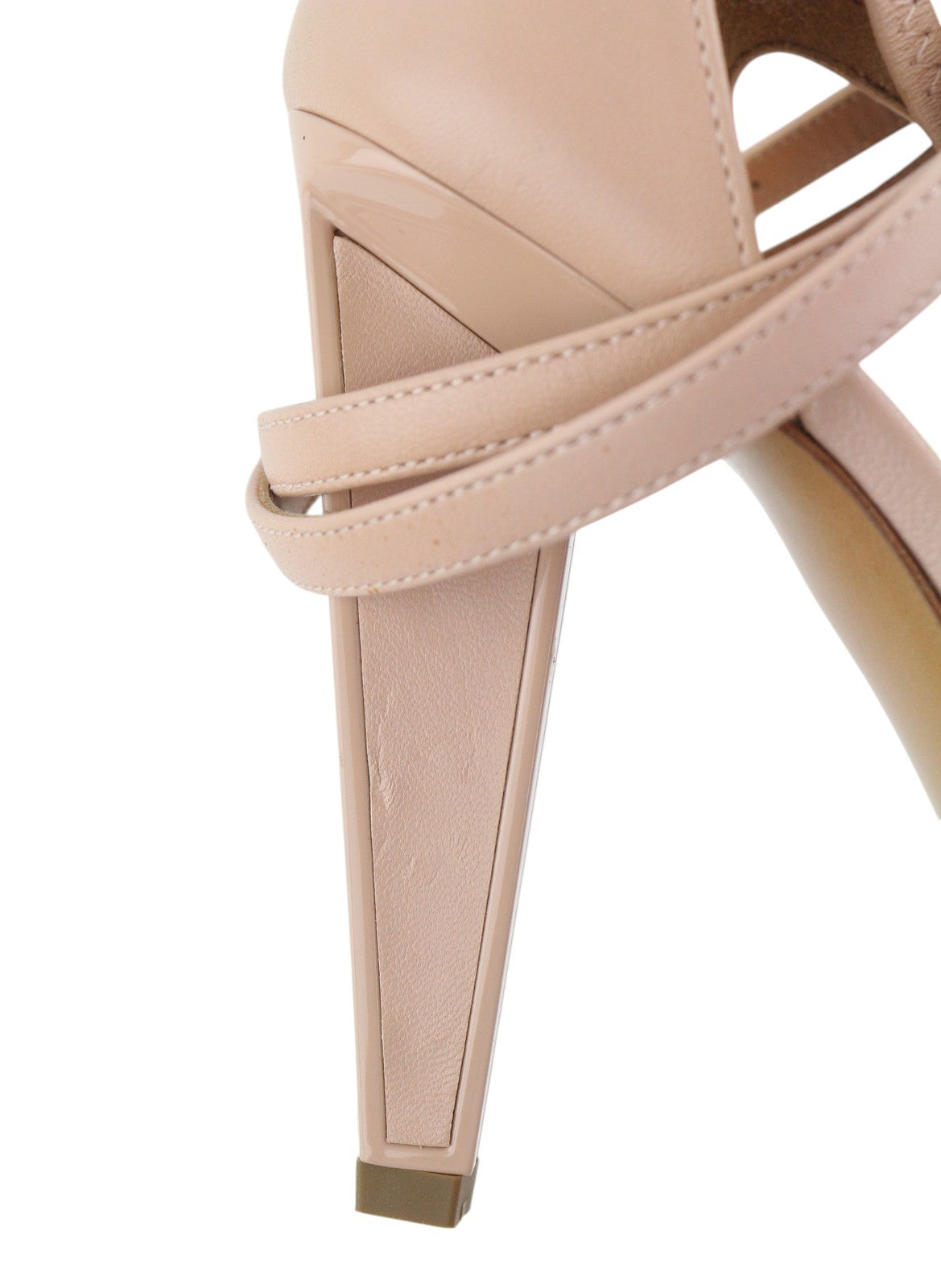 EMPORIO ARMANI Women's Pink Leather Heels EU37 Pointed Toe Strappy Buckle