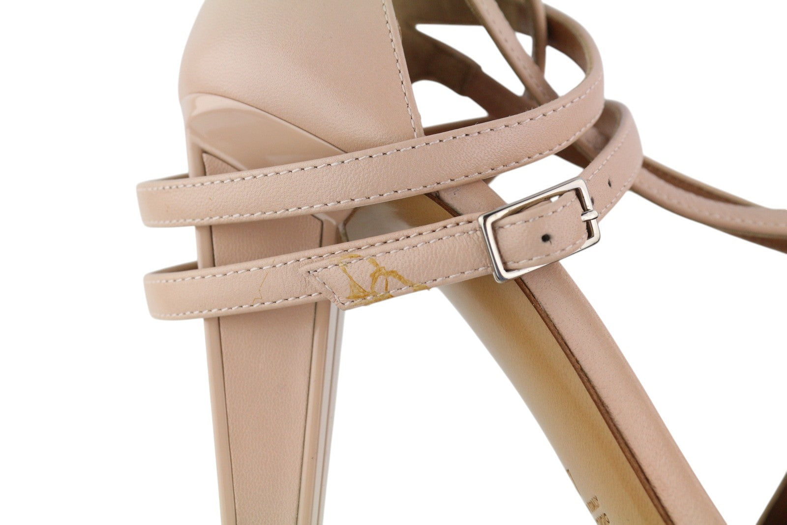 EMPORIO ARMANI Women's Pink Leather Heels EU37 Pointed Toe Strappy Buckle