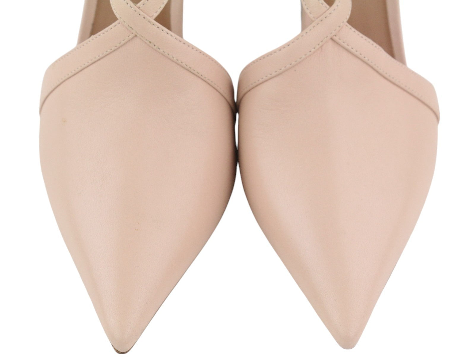 EMPORIO ARMANI Women's Pink Leather Heels EU37 Pointed Toe Strappy Buckle