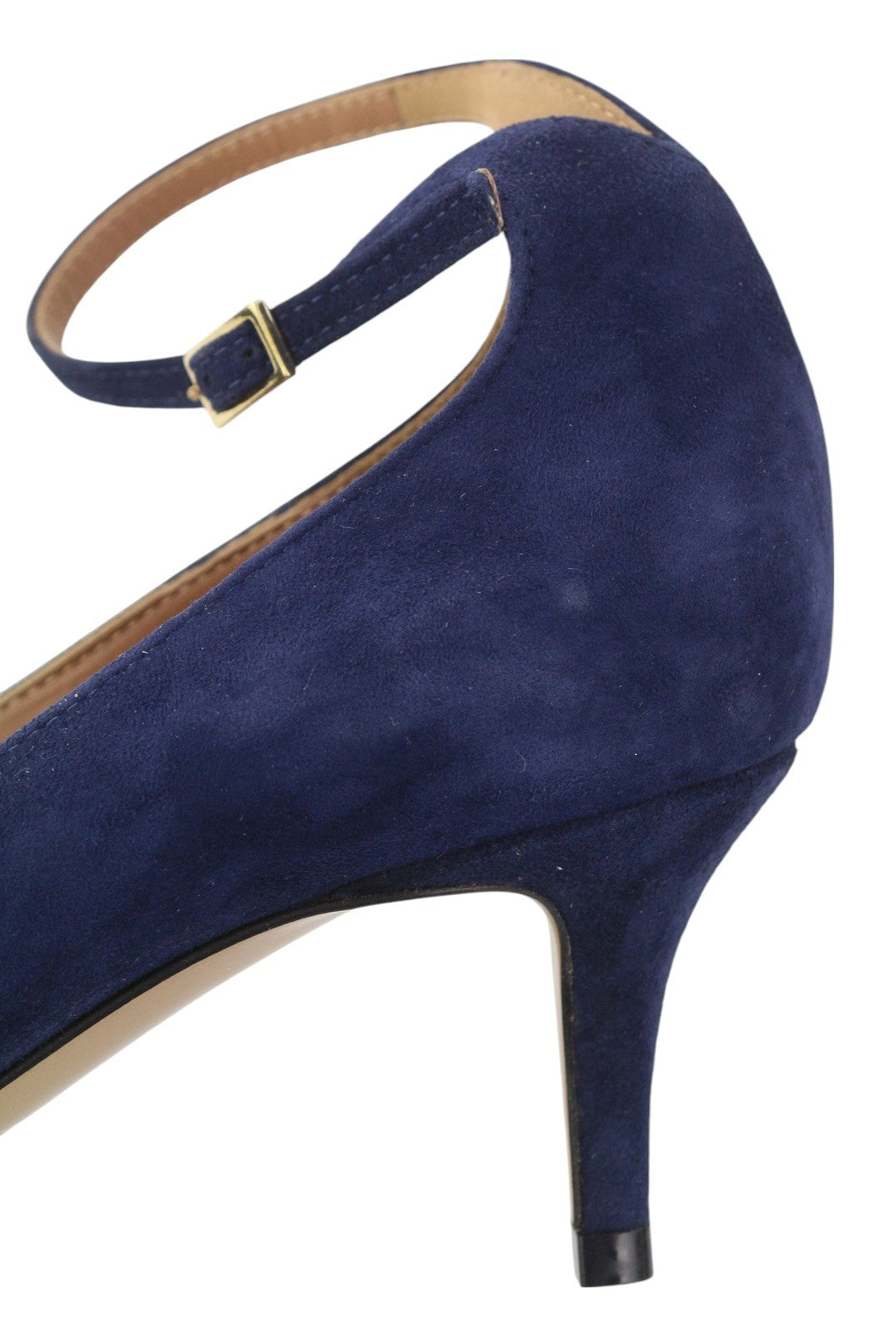 EMPORIO ARMANI Women's Blue Suede Heels EU37 Pointed Toe Buckle Fastening