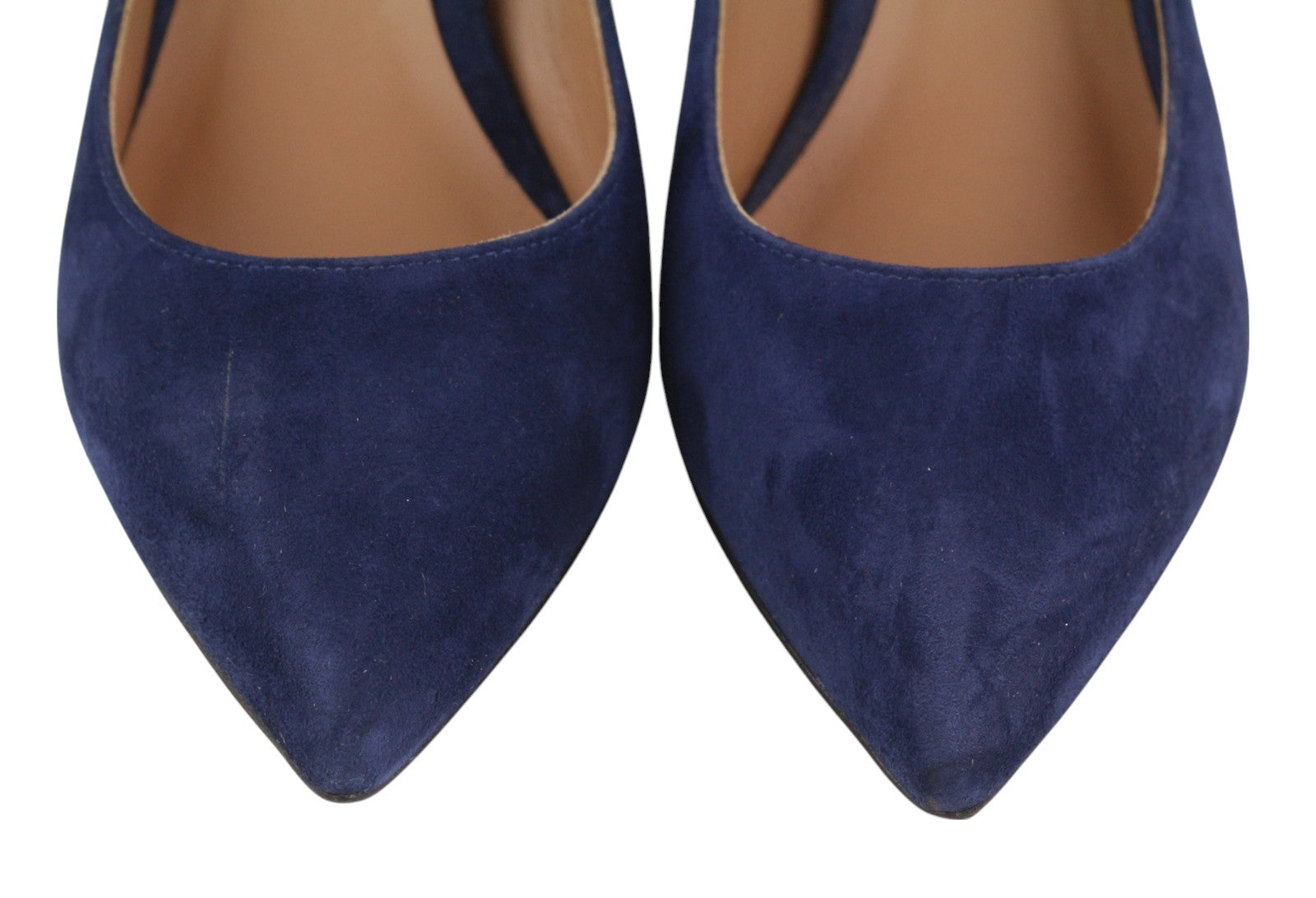 EMPORIO ARMANI Women's Blue Suede Heels EU37 Pointed Toe Buckle Fastening