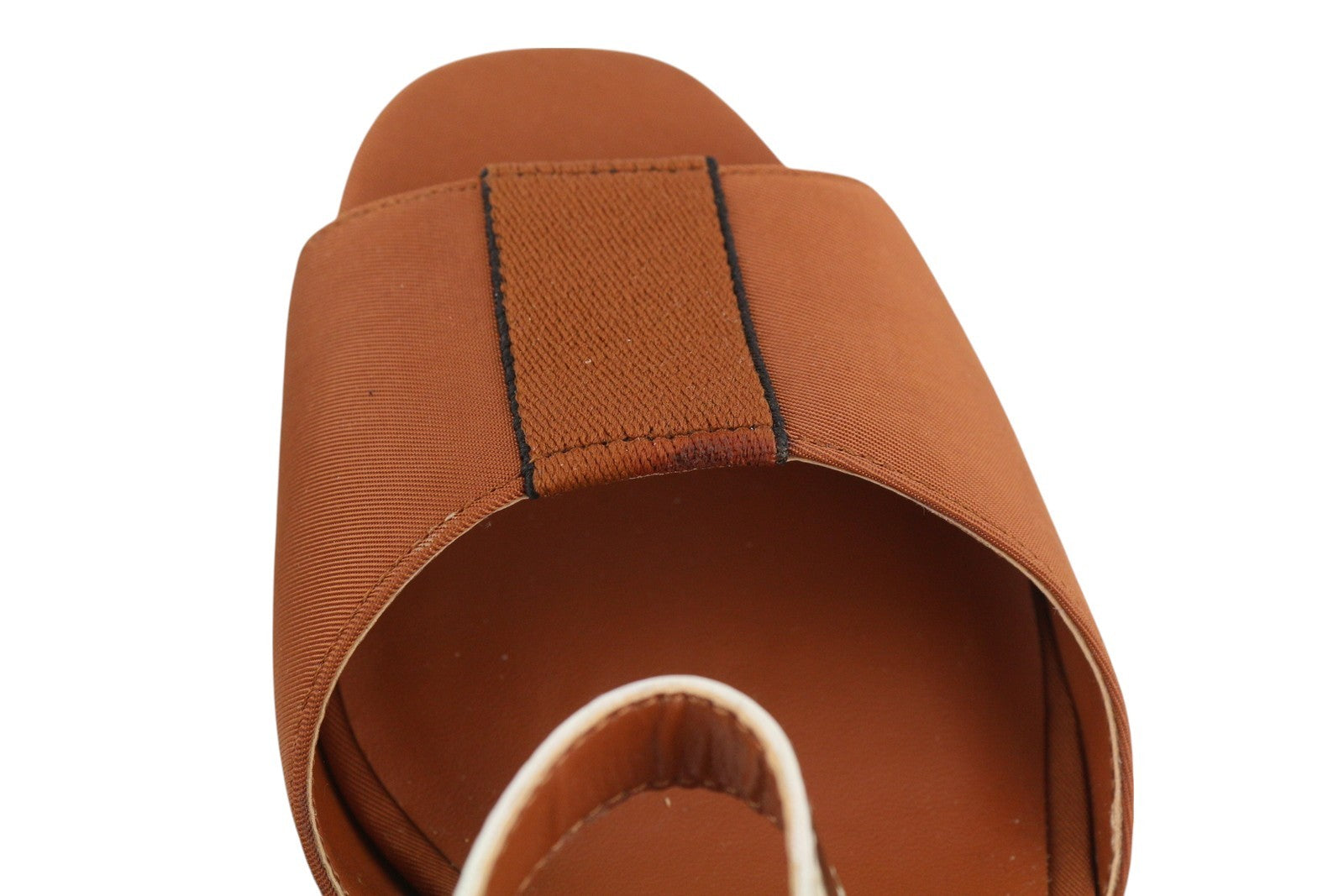 ARMANI EXCHANGE XDP005 Women's Brown Shiny Sandals EU37 Block Heel Detail