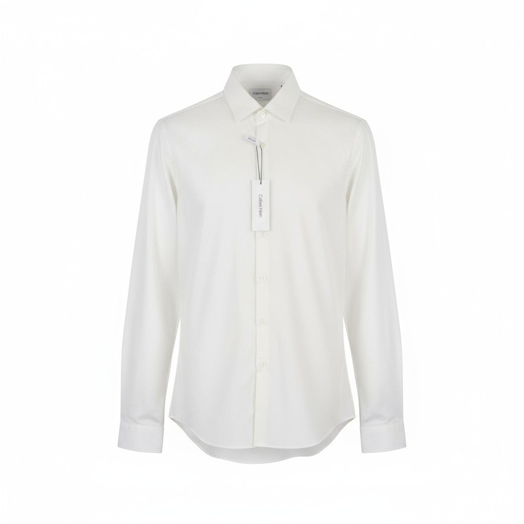 CALVIN KLEIN Men's White Formal Shirt M Slim Fit Cotton Spread Neck Button