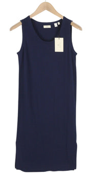 GANT Knitted Pima Cotton Women's Dress XS Blue Sleeveless Round Neck Mini