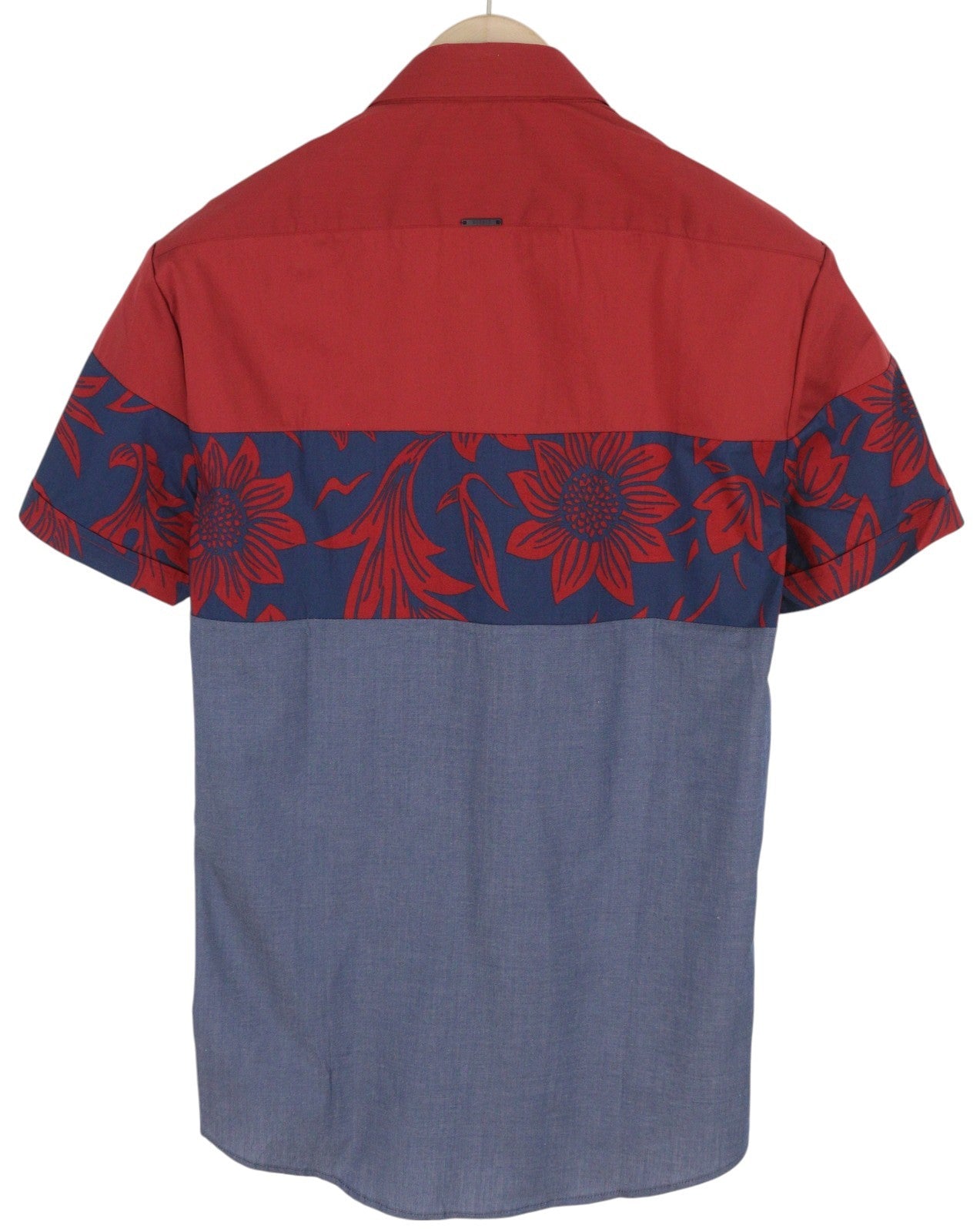 ANTONY MORATO Men's Shirt M Blue Floral Print Short Sleeve Button Up Casual