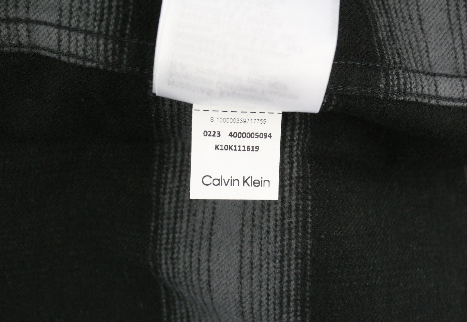 CALVIN KLEIN Twill Fleece Check Men's Jacket M Black Snap Button Overshirt