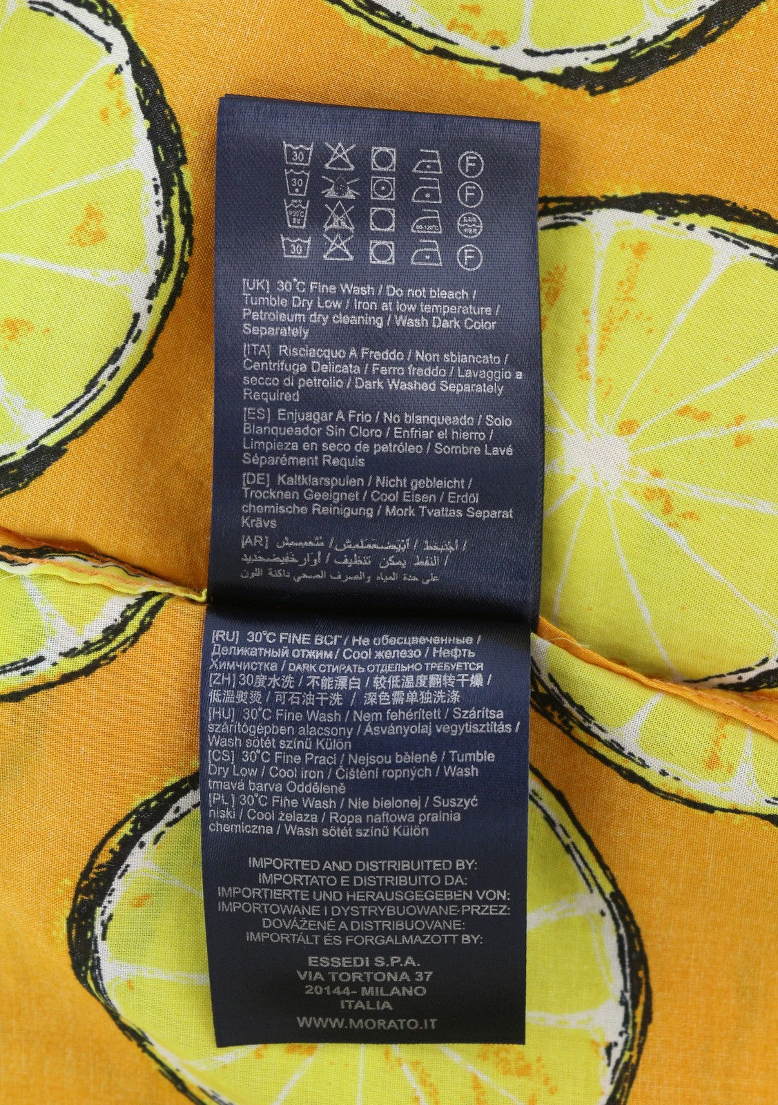 ANTONY MORATO Men's Shirt S Yellow Lemon Print Short Sleeve Button Up