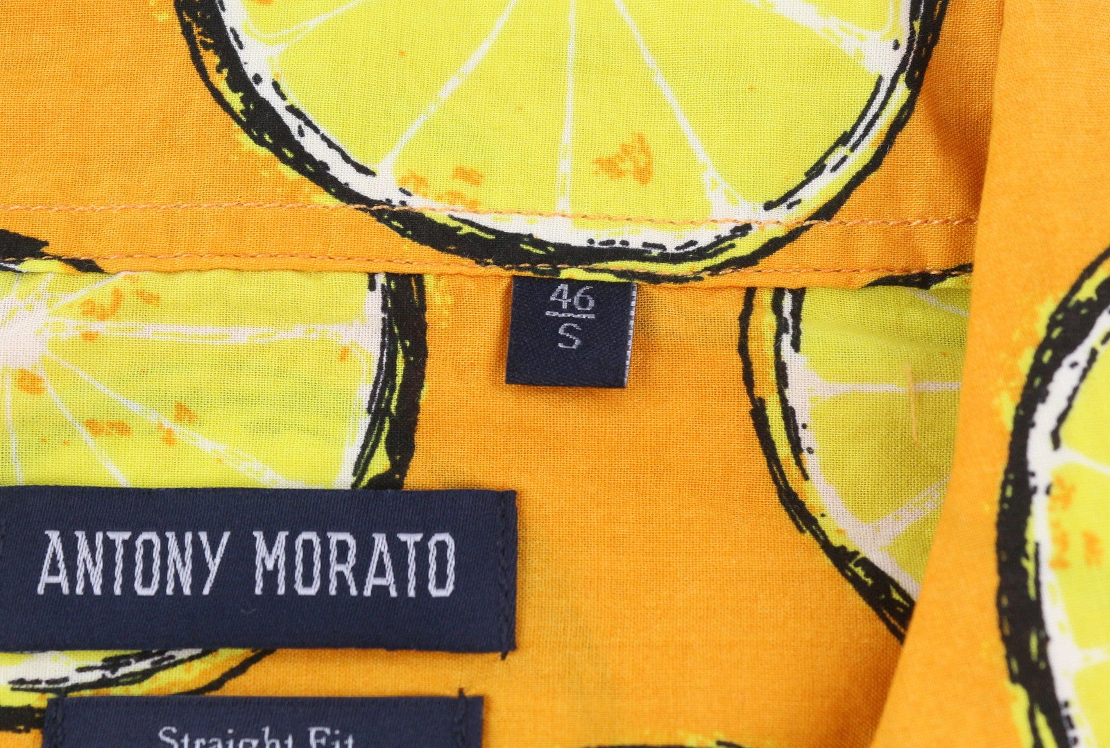 ANTONY MORATO Men's Shirt S Yellow Lemon Print Short Sleeve Button Up