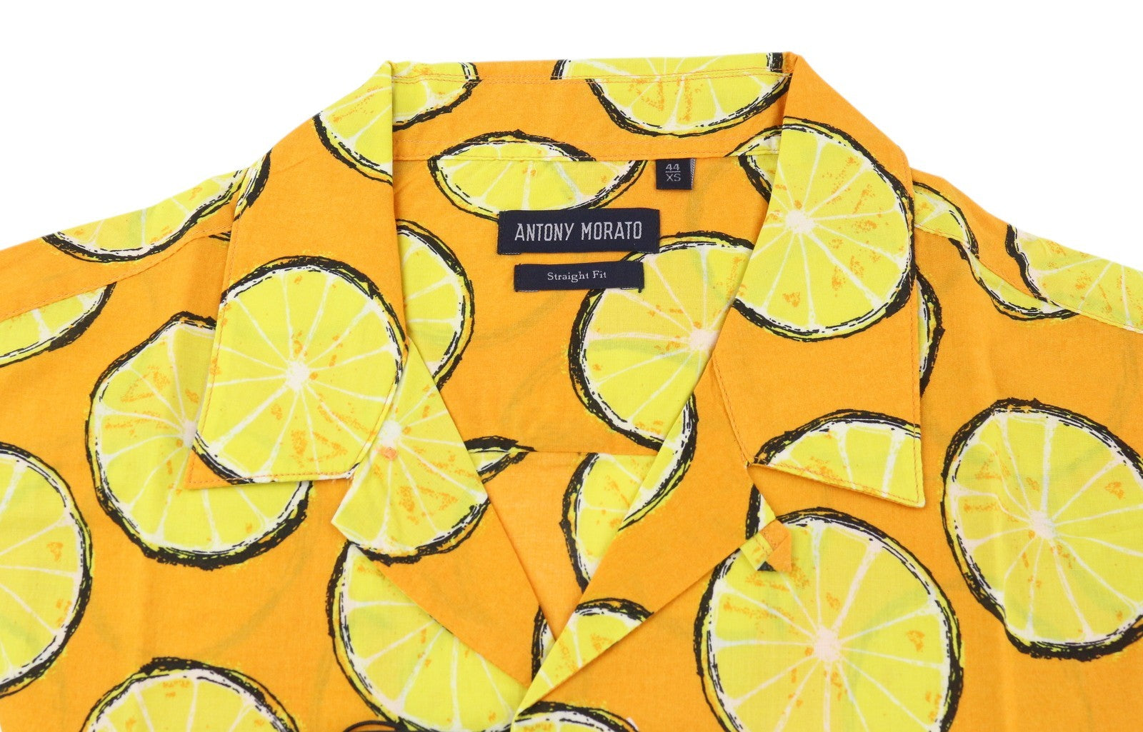 ANTONY MORATO Men's Shirt XS Yellow Lemon Pattern Short Sleeve Button Up