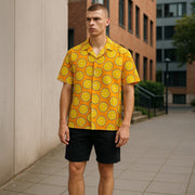 ANTONY MORATO Men's Shirt L Yellow Lemon Print Button Up Short Sleeve