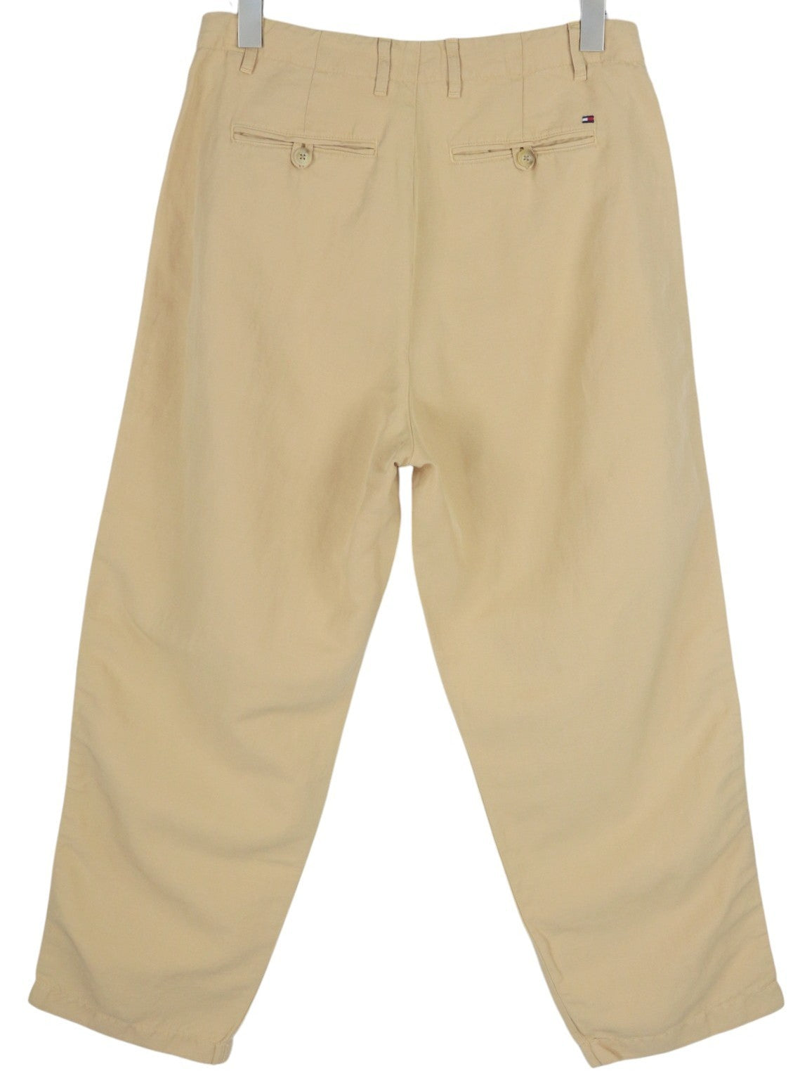 TOMMY HILFIGER Women's Trousers EU40 Brown Linen Blend Flared Pleated Leg RRP199