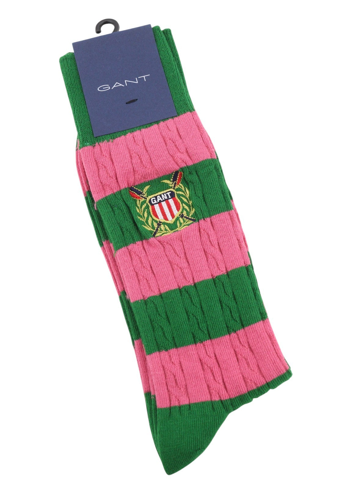 GANT Cable Barstripe Men Socks OS Lavish Green Cotton Blend Stretch 1-Pack