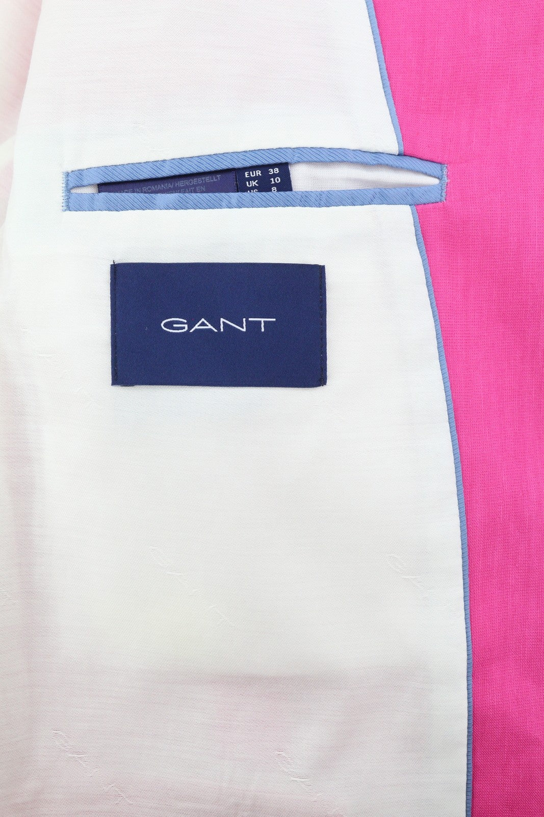 GANT Stretch Linen Straight Women Blazer EU38 Cabaret Pink Notch Single Breasted