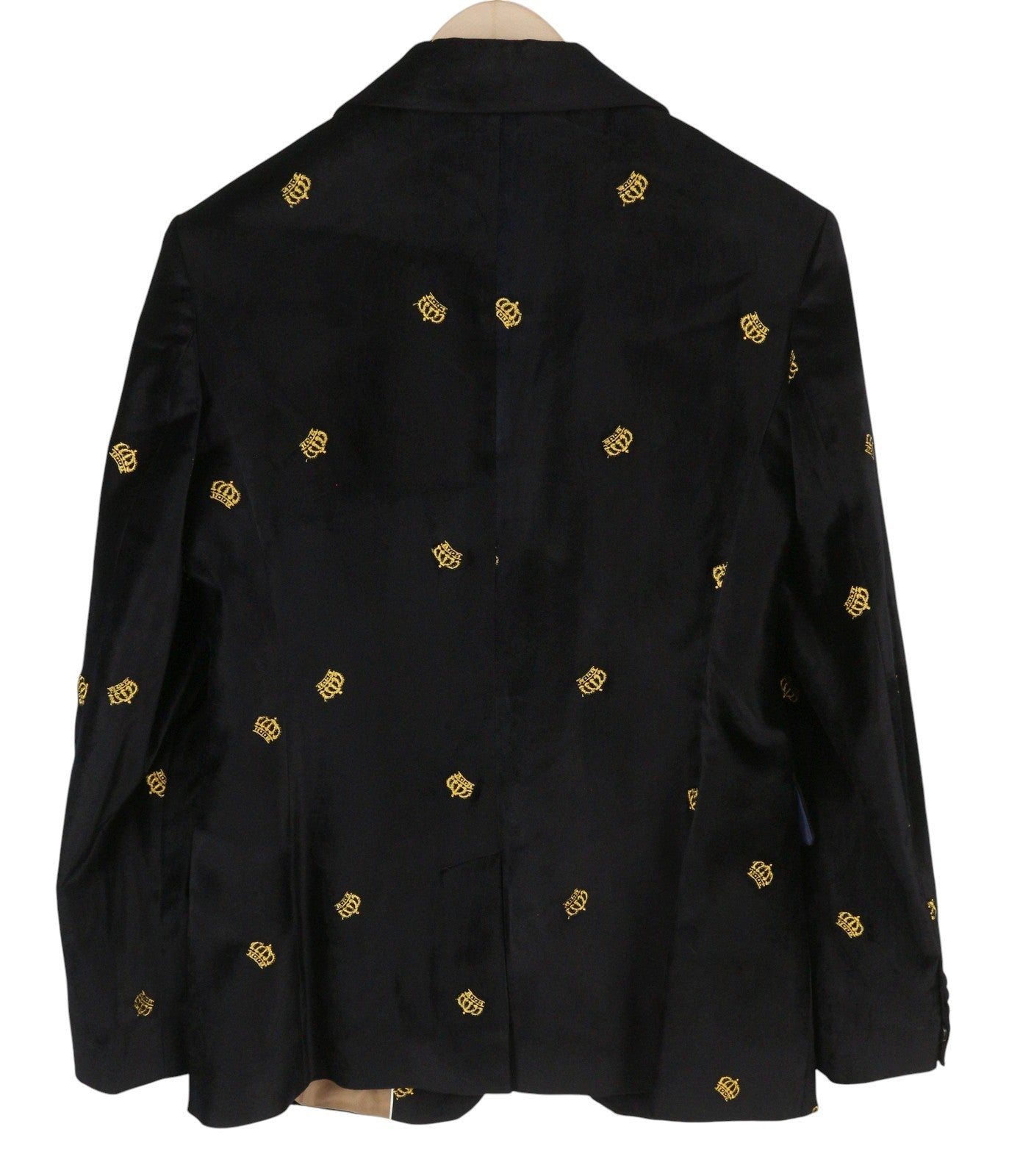 GANT Velvet Emb Shaped Women Blazer EU40 Evening Blue Embroidered Crown Peak