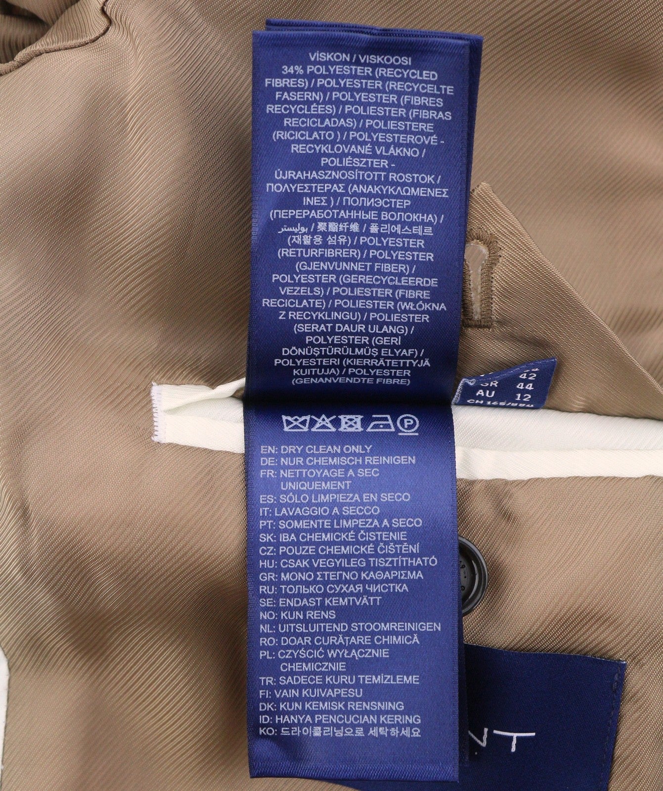 GANT Velvet Emb Shaped Women Blazer EU40 Evening Blue Embroidered Crown Peak