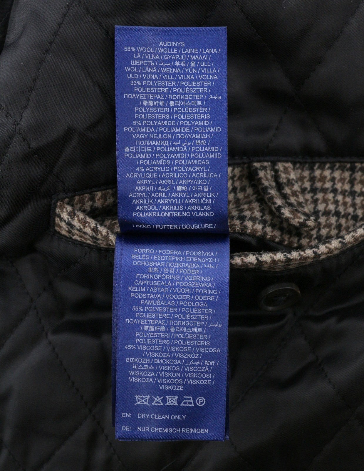 GANT Checked Wool Harrington Men Jacket M Hazel Wood Beige Padded Bomber RRP560