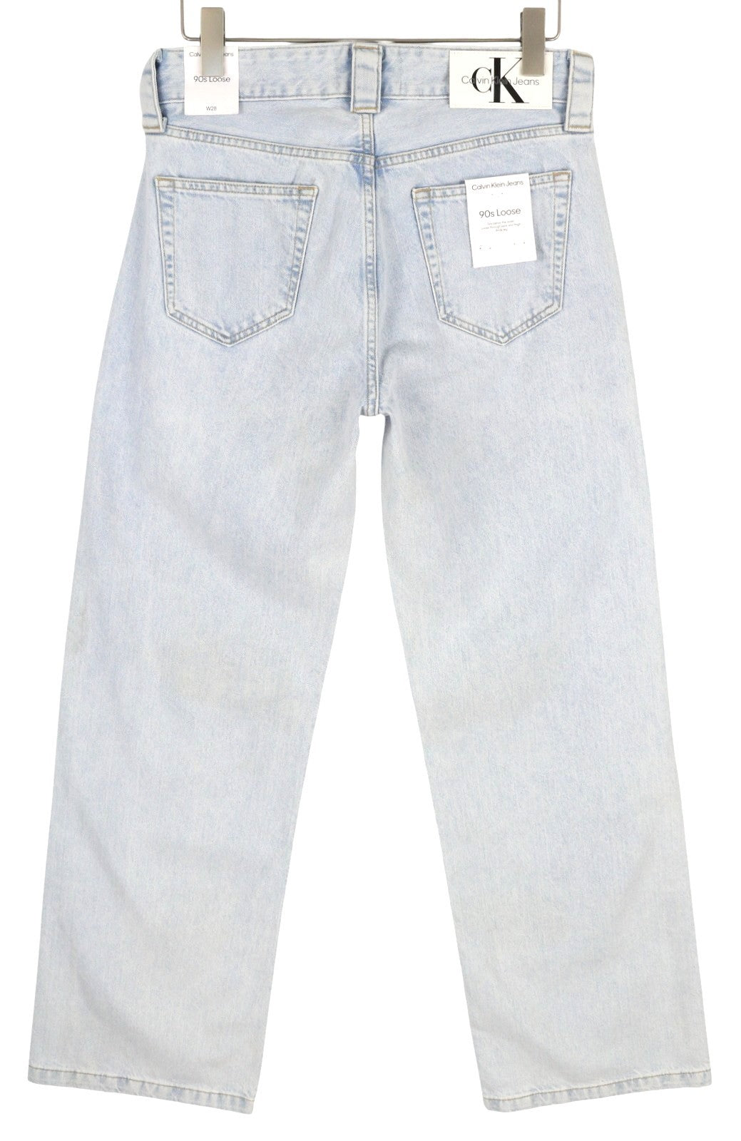 CALVIN KLEIN 90s Loose Pleated Men Jeans W28 Washed Blue Wide Fit Zip RRP272
