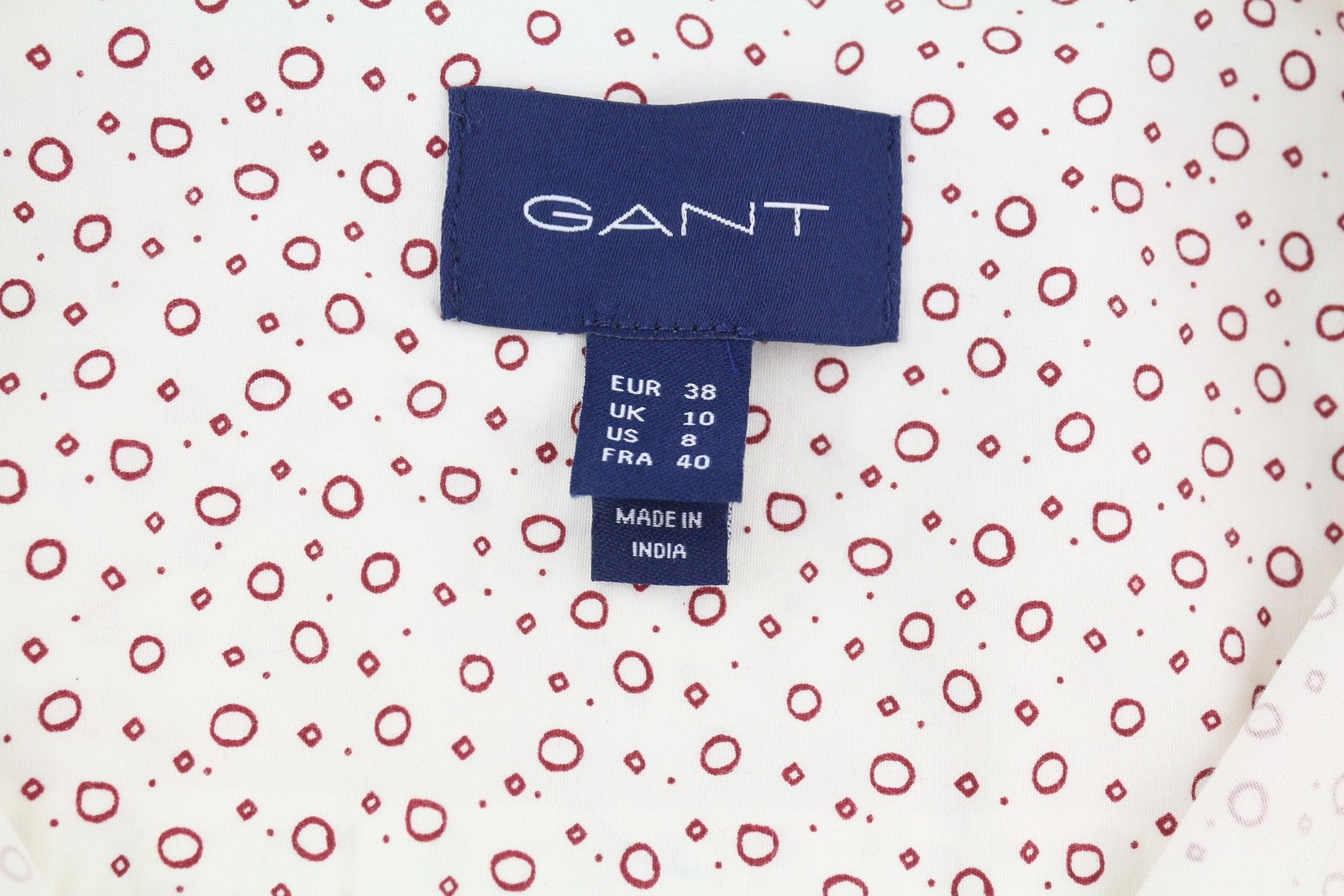 GANT Stretch Broadcloth Print Women Shirt EU38 White Casual Spread Button-Up