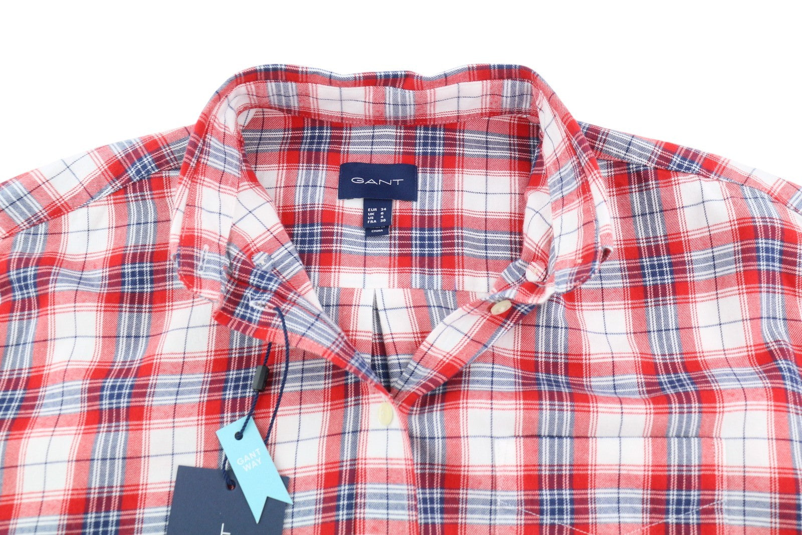 GANT Flannel Check Relaxed Women Shirt EU34 Colourful Casual Button-Down