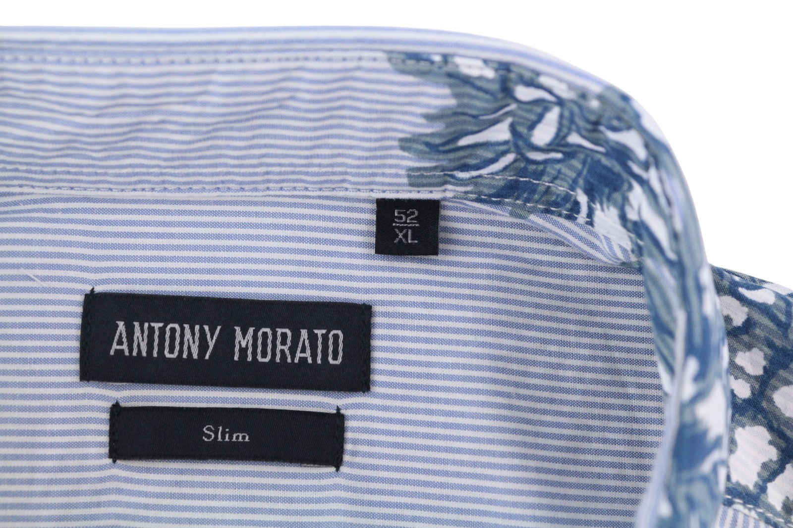 ANTONY MORATO Men Shirt XL Slim Stripe Pineapple Casual Roll-Up Button-Down