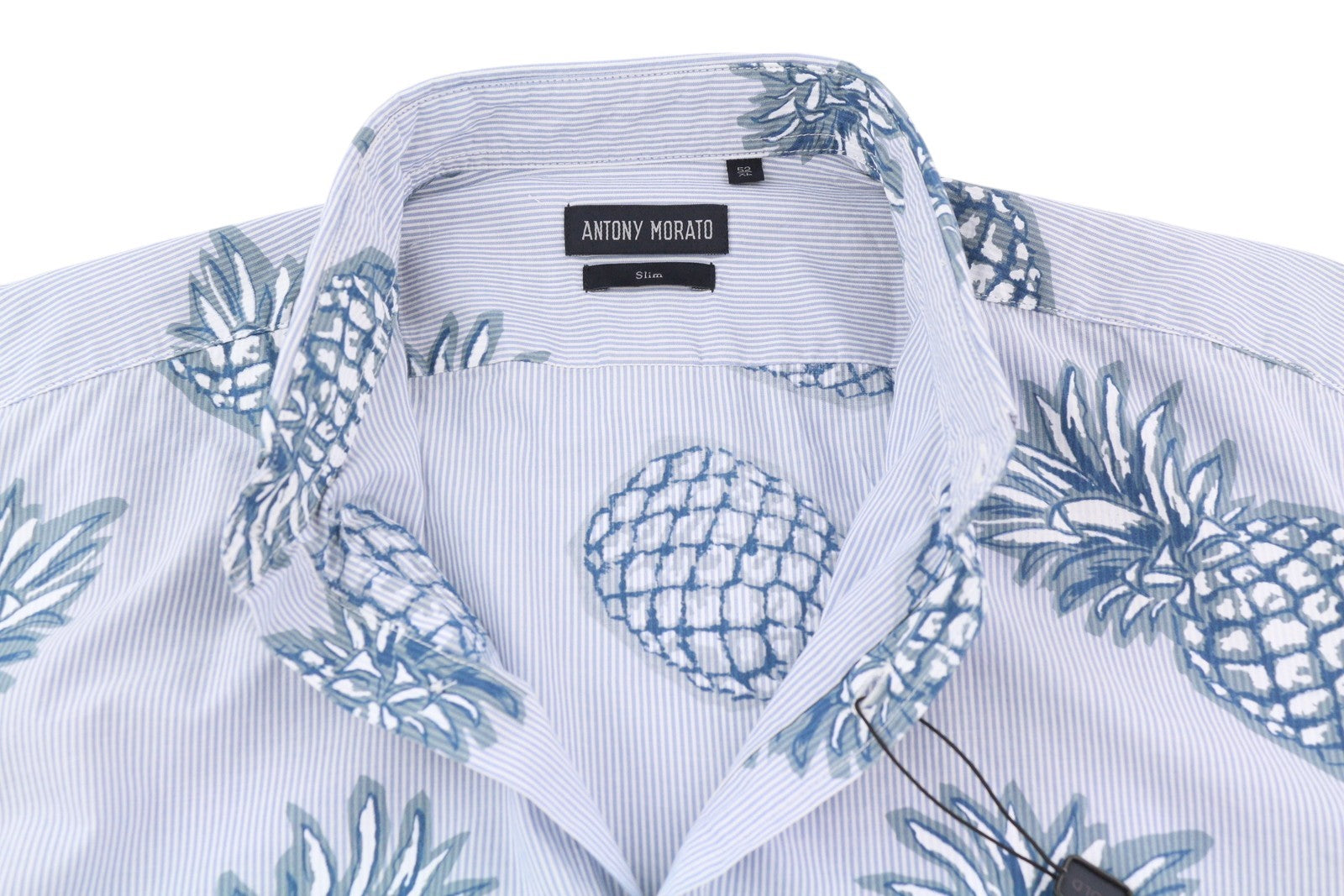 ANTONY MORATO Men Shirt XL Slim Stripe Pineapple Casual Roll-Up Button-Down