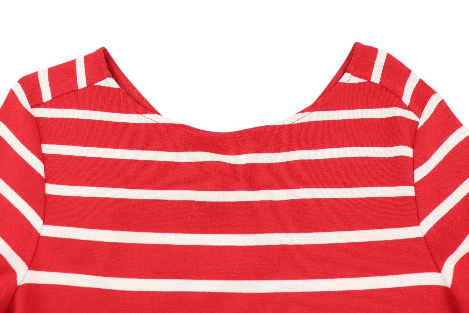 GANT Striped Women Dress S Red Jersey Round Neck 3/4 Sleeve Knee-Length