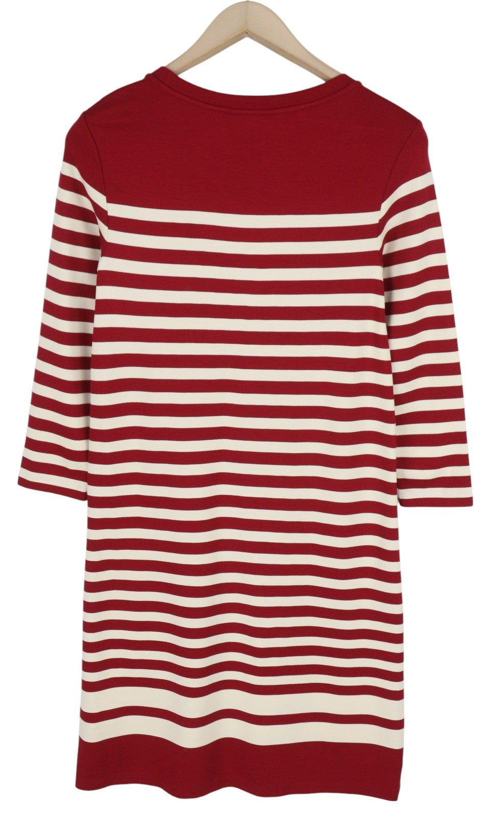 GANT Striped Shift Women Dress S Burgundy Jersey 3/4 Sleeve Knee-Length