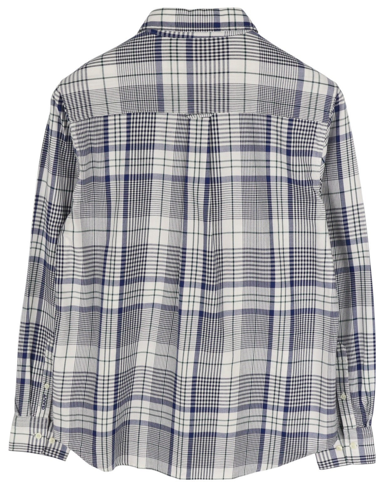 GANT Flannel Women Shirt EU38 Blue Plaid Spread Neck Button-Up Long Sleeve
