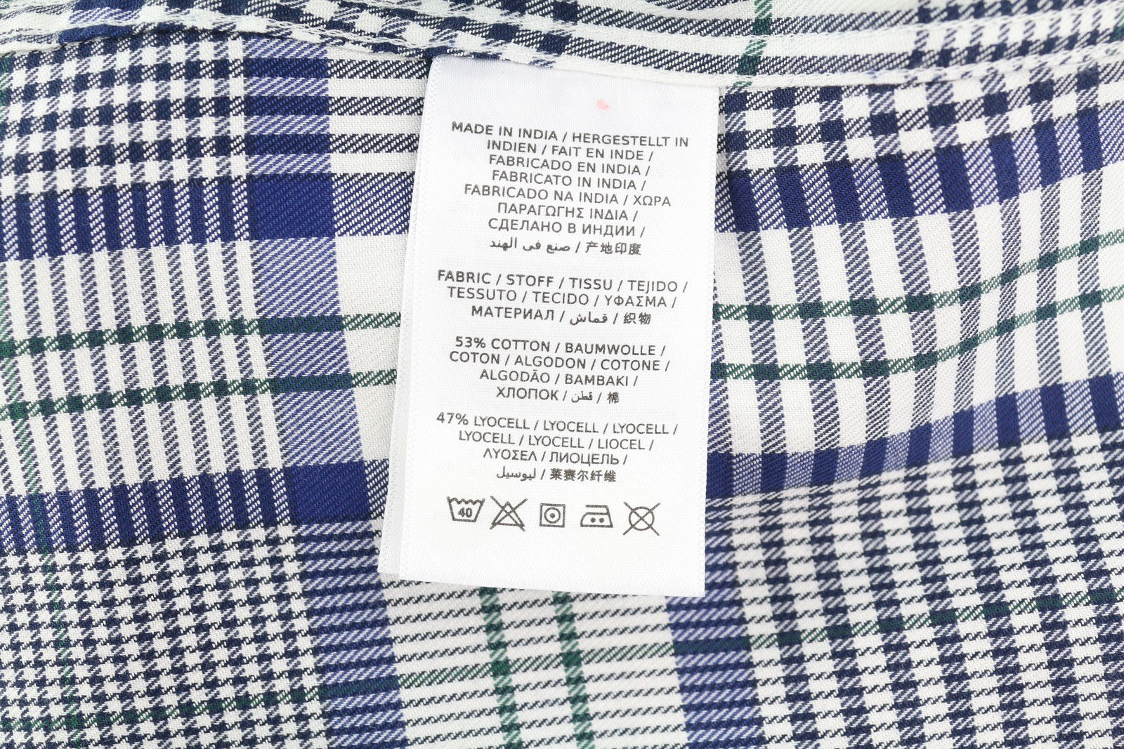 GANT Flannel Women Shirt EU38 Blue Plaid Spread Neck Button-Up Long Sleeve