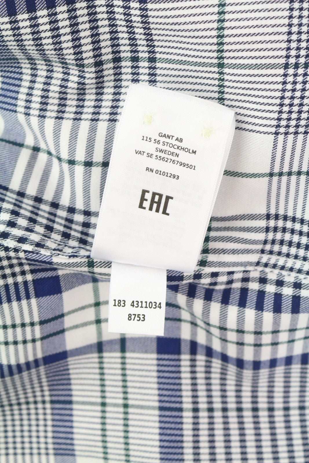 GANT Flannel Women Shirt EU38 Blue Plaid Spread Neck Button-Up Long Sleeve