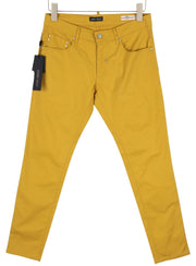 ANTONY MORATO Keith Men Trousers W28 Yellow Textured Skinny Zip Fly Casual