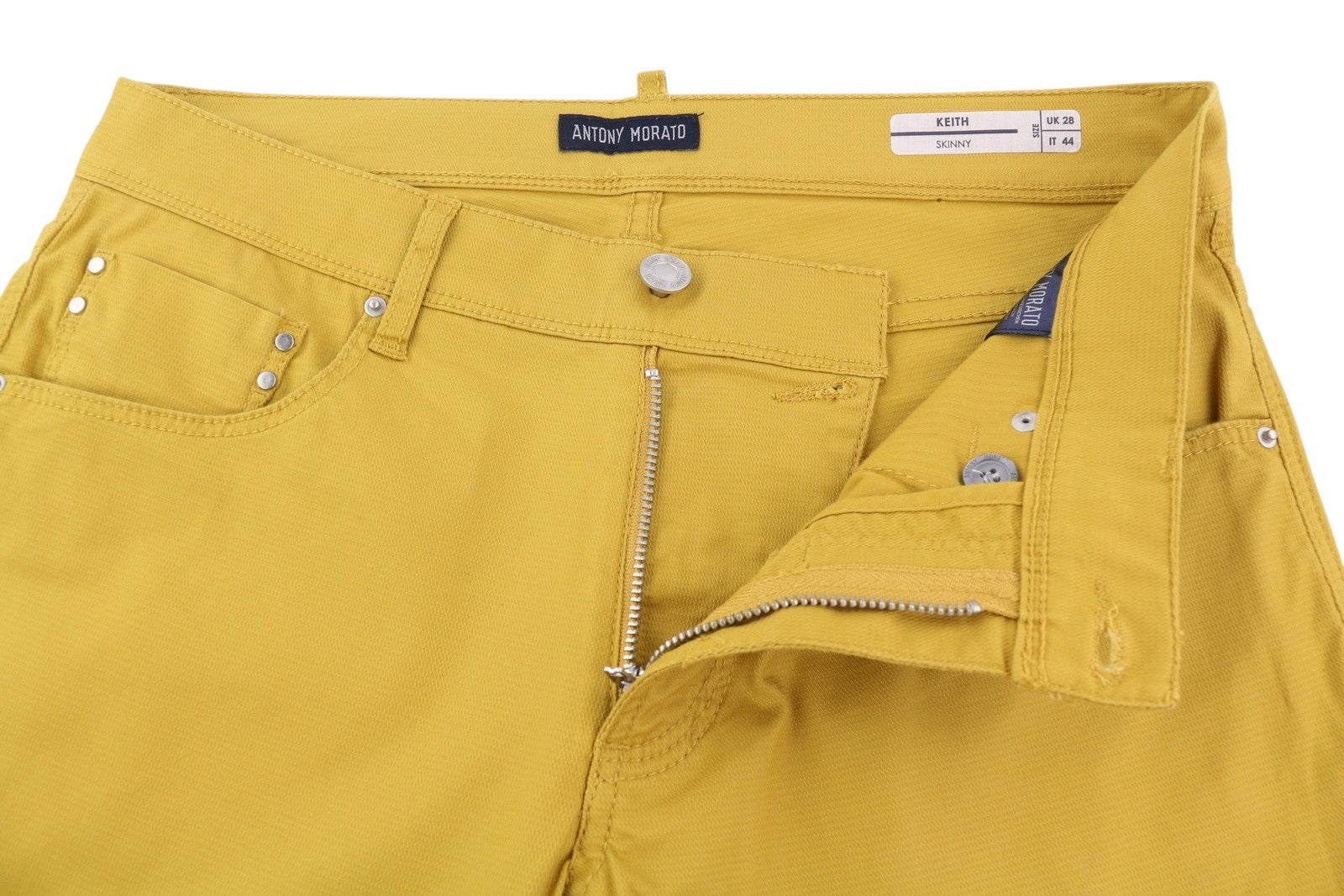 ANTONY MORATO Keith Men Trousers W28 Yellow Textured Skinny Zip Fly Casual