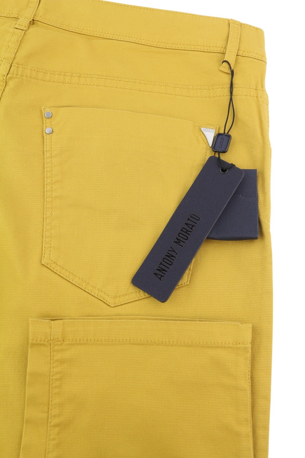 ANTONY MORATO Keith Men Trousers W38 Yellow Textured Skinny Fit Casual Zip Fly