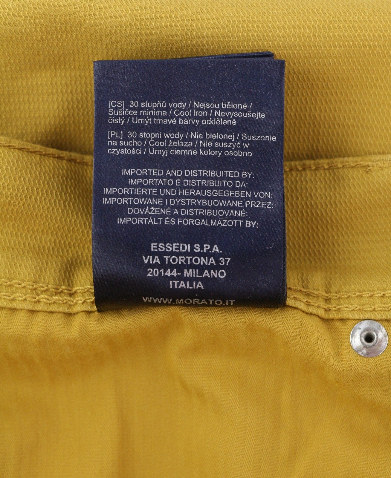 ANTONY MORATO Keith Men Trousers W38 Yellow Textured Skinny Fit Casual Zip Fly