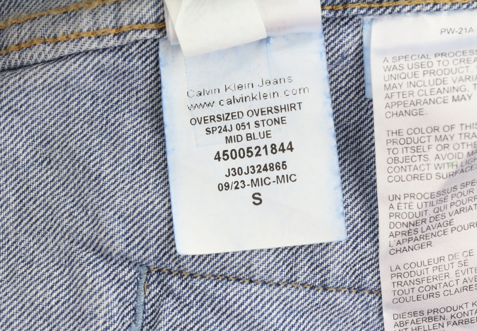 CALVIN KLEIN Men Jacket S Blue Denim Trucker Oversized Snap Button