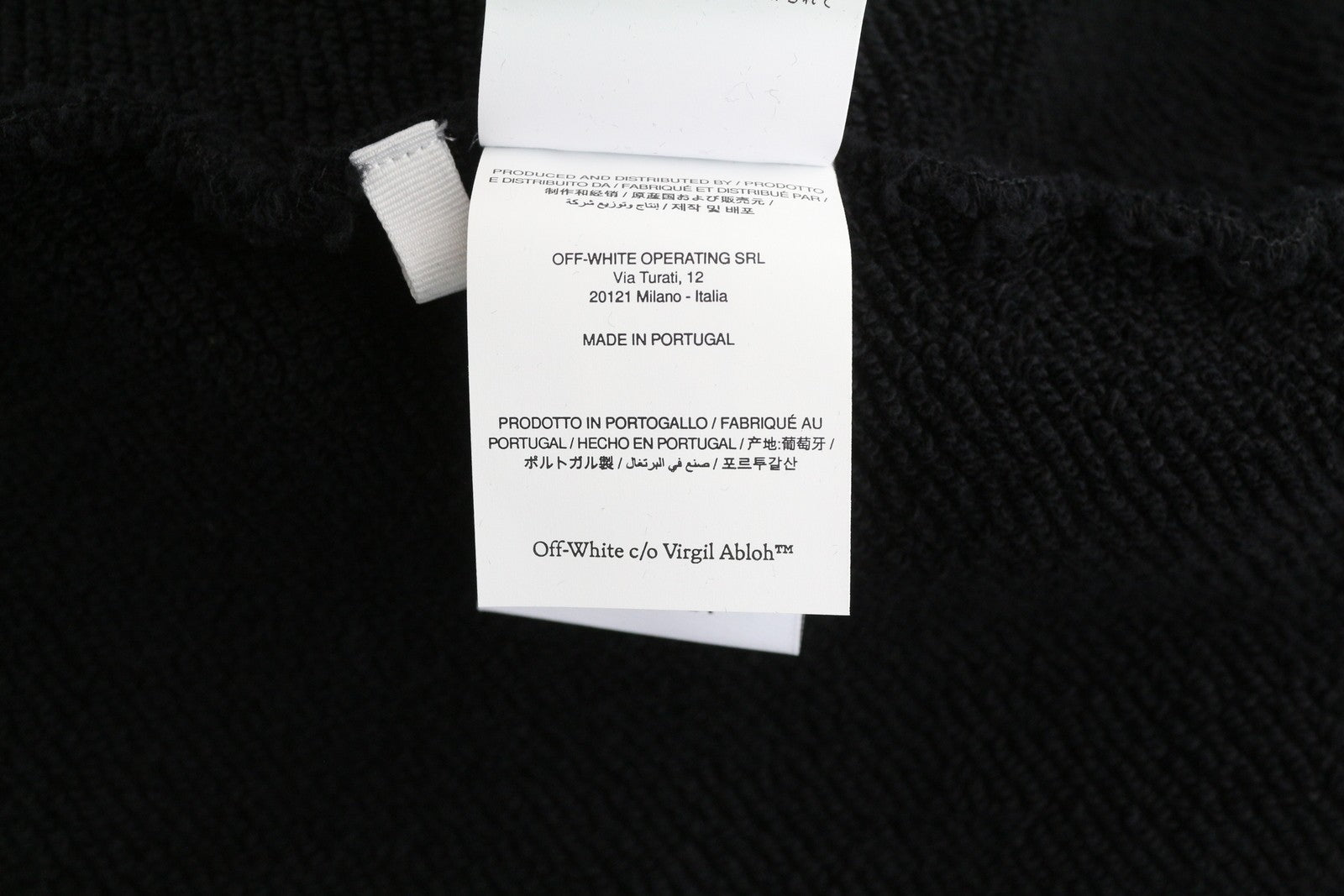 OFF-WHITE Black Intern Men Hoodie L Pull On Kangaroo Pocket Oversized