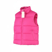 YAS Roberta Padded Women Waistcoat S Pink Quilted High Neck Full Zip Vest