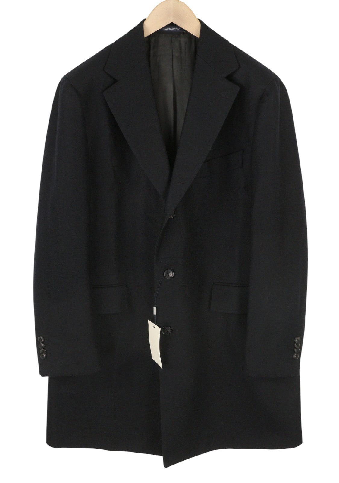SUITSUPPLY Vicenza Men Coat UK46S Black Wool Cashmere Notch Lapel Button-Up