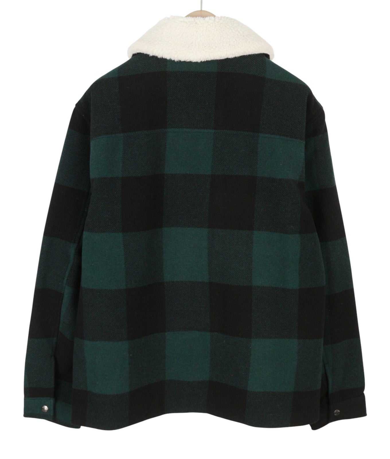 ONLY & SONS Ron Check Men Jacket XL Green Wool Blend Removable Sherpa Neck