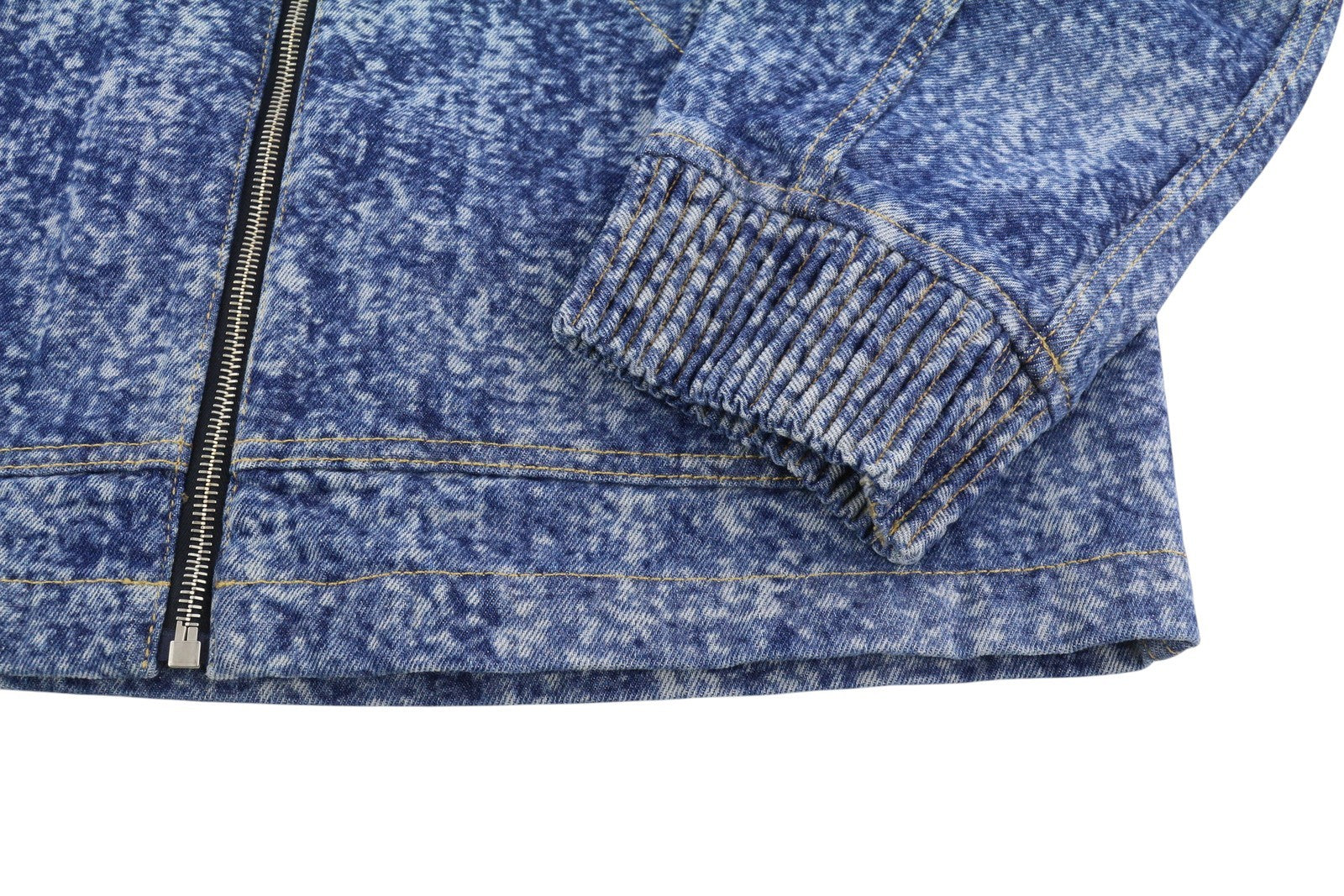 1989 STUDIO Denim Marbled Zip Hoodie Men Jacket M Blue Full Zip FW25 RRP1185