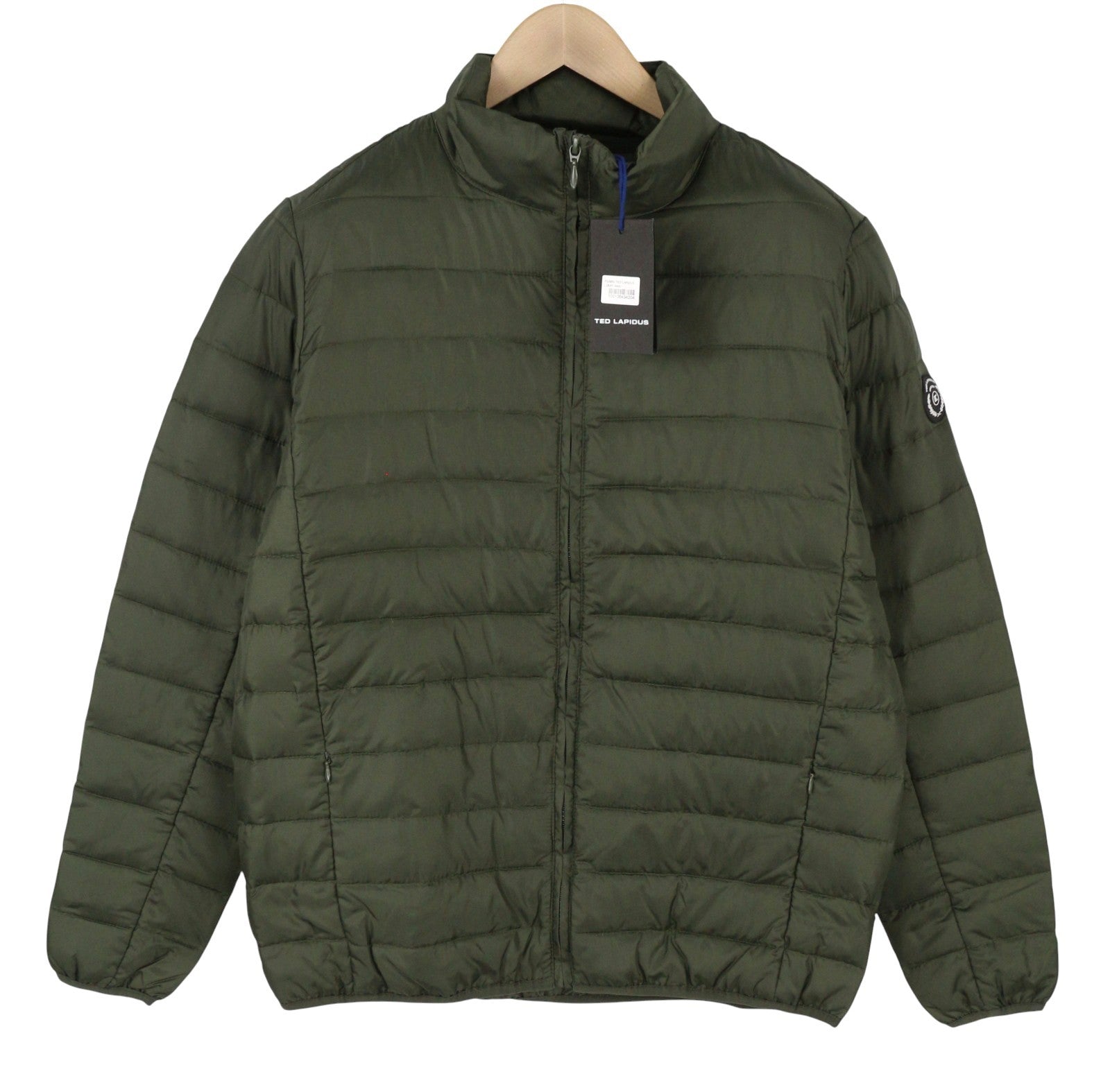 TED LAPIDUS Men Jacket L Green Down Filled Quilted High Neck Full Zip Puffer
