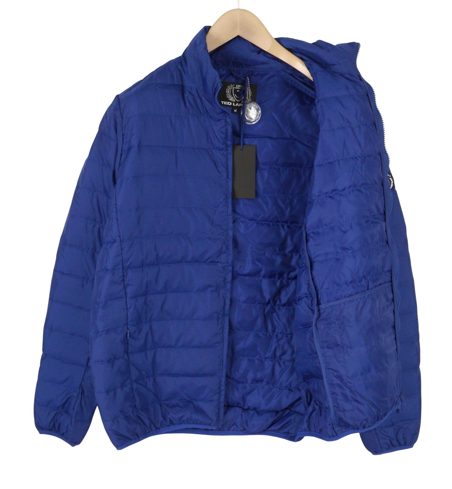 TED LAPIDUS Men Jacket M Blue Down Filled Quilted High Neck Full Zip Puffer