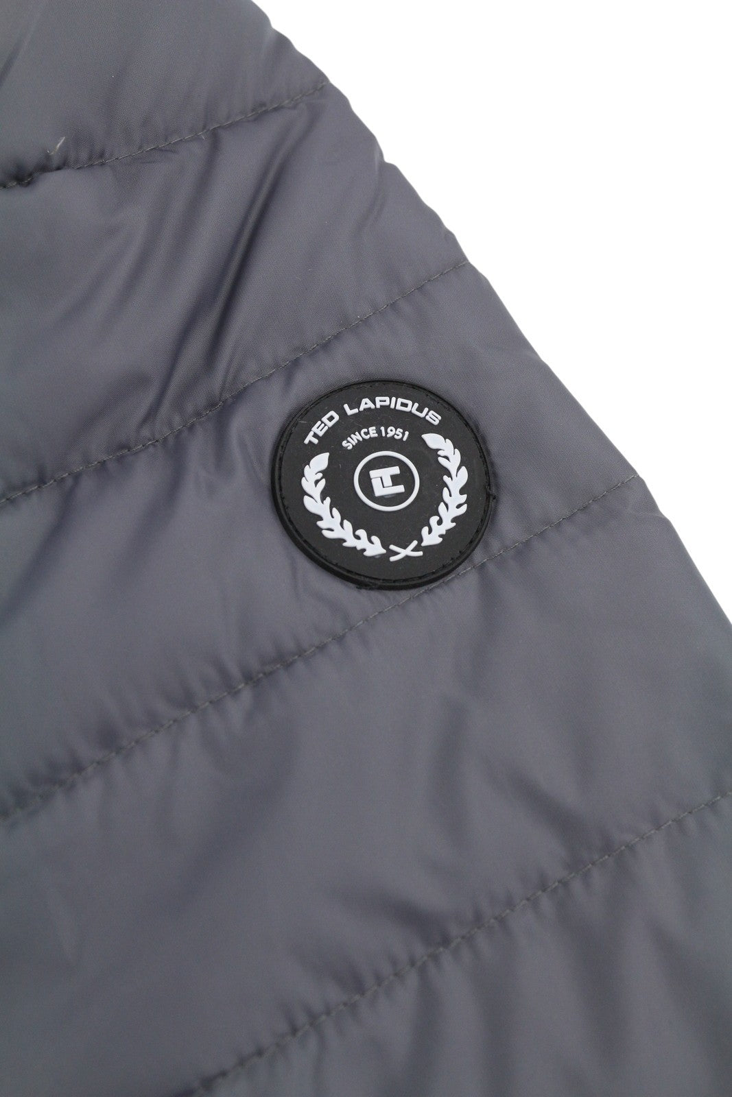 TED LAPIDUS Men Jacket S Grey Down Filled Quilted High Neck Full Zip Puffer